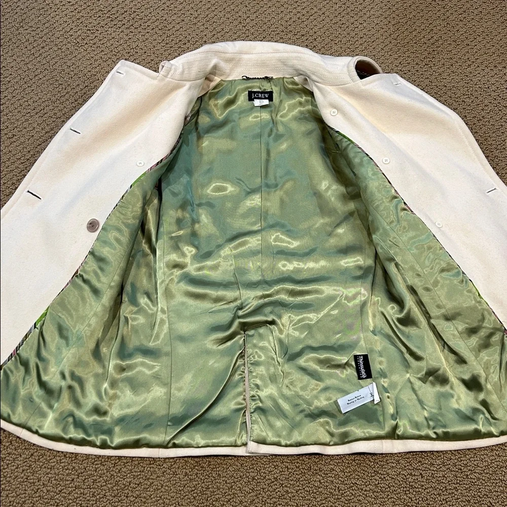 Vintage J. Crew Pea Coat size Small Cream Wool Blend Preppy Classic